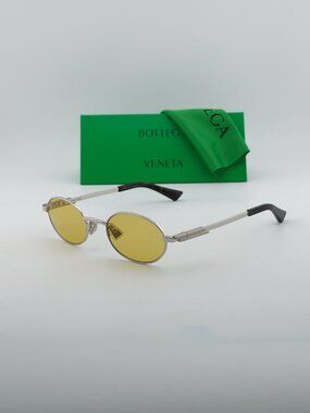 Bottega Veneta BV1470S 003 Oval Sunglasses - Silver / Yellow